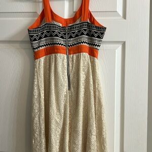 Orange and Cream Lace Women Dress